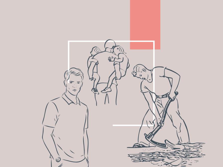 Skitser af tre forskellige mænd